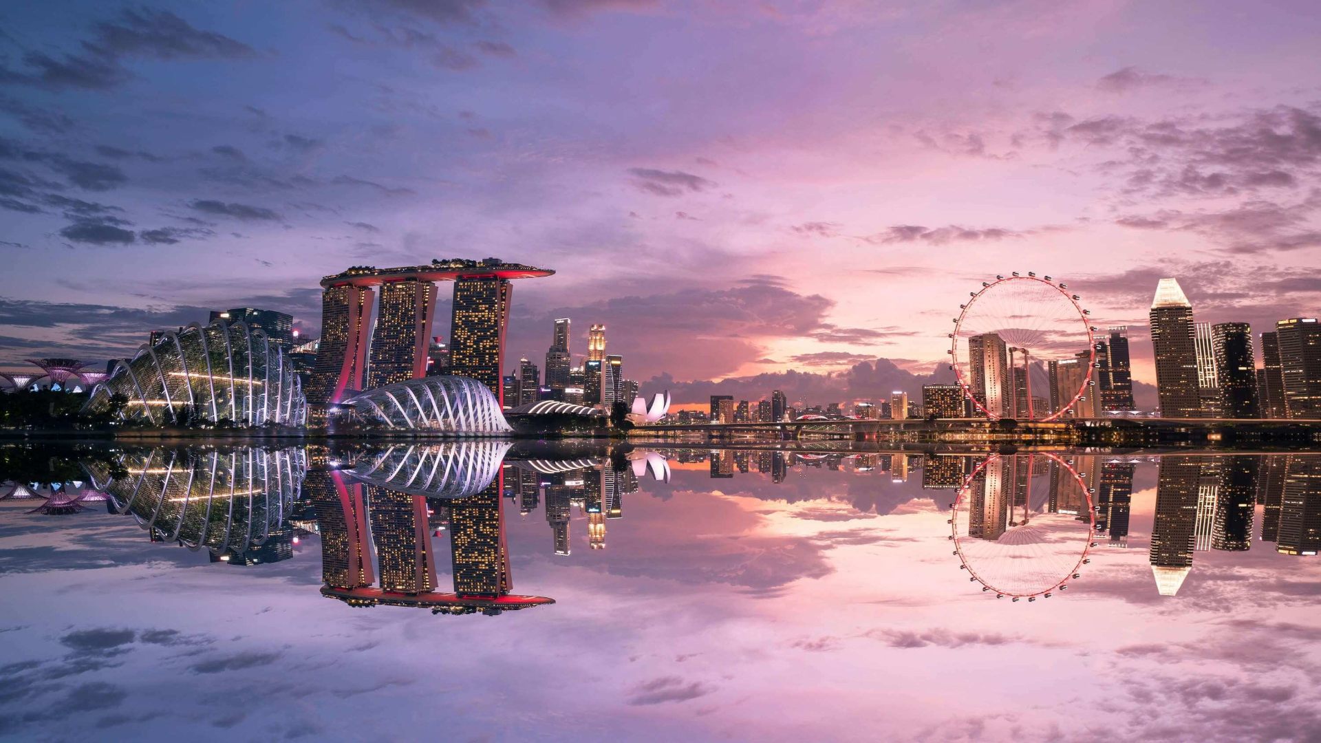 Contemporary Singapore financial district skyline at dusk